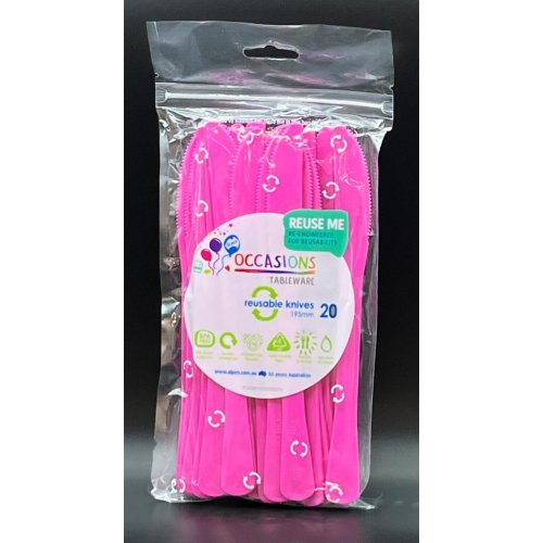 Plastic Knife Magenta Pack of 20