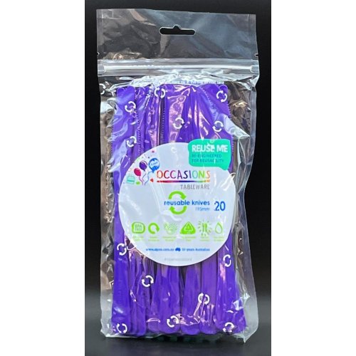 Plastic Knife Purple Pack of 20