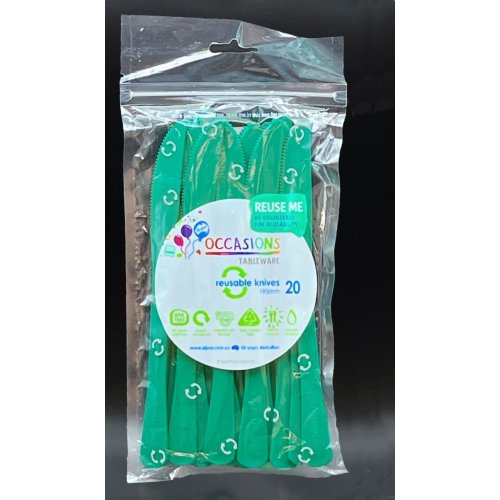 Plastic Knife Green Pack of 20