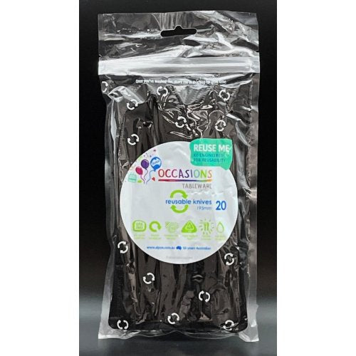 Plastic Knife Black Pack of 20