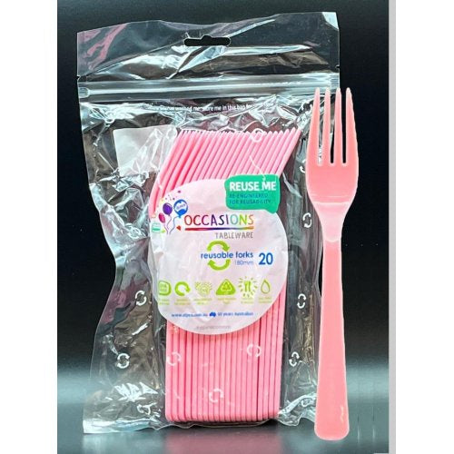 PLASTIC FORKS LIGHT PINK Pack of 20