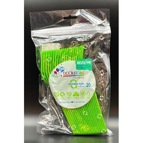 Plastic Forks Lime Green Pack of 20