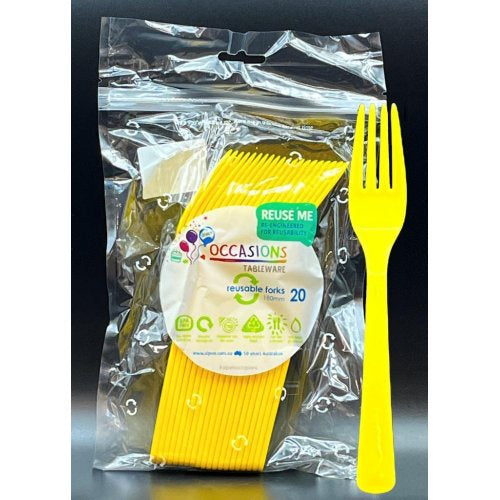Plastic Forks Yellow Pack of 20