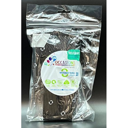 Plastic Forks Black Pack of 20