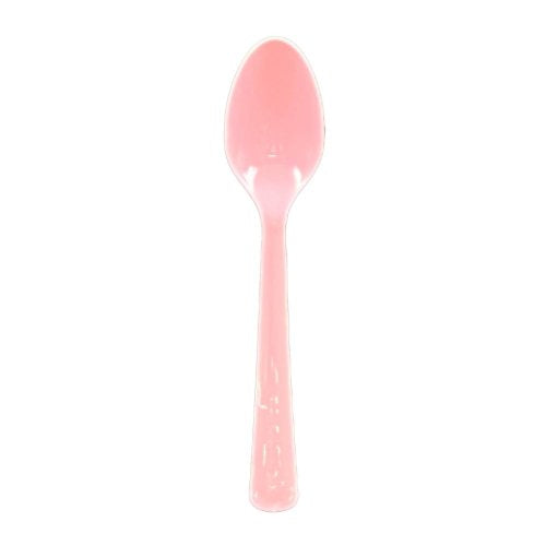 Reusable Light Pink Plastic Spoons 170mm Pack of 20 Durable PP5 Party Cutlery