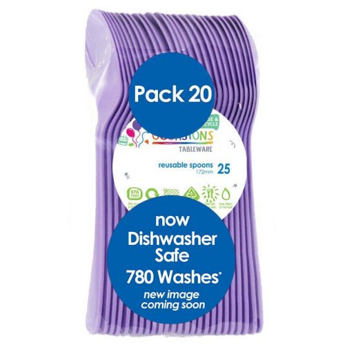 Plastic Spoons Lavender Pack of 20
