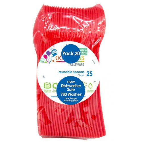 Plastic Spoons Red Pack of 20