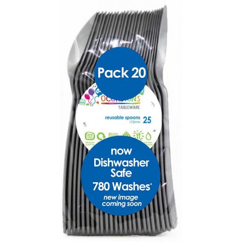 Plastic Spoon Silver Pack of 20