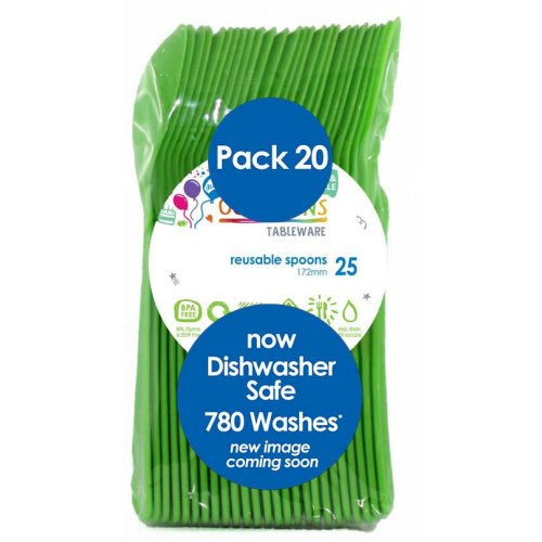 Plastic Spoons Lime Pack of 20