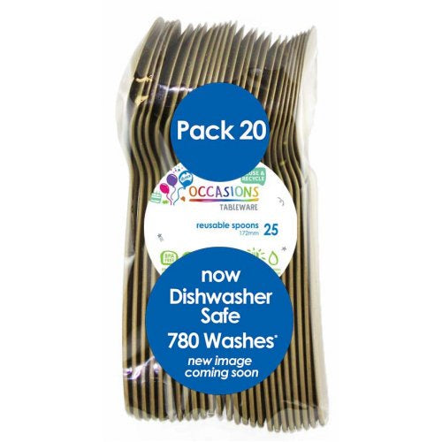 Plastic Spoons Gold Pack of 20