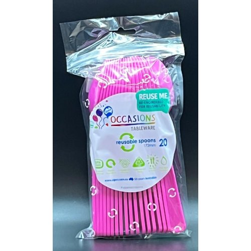 Magenta Reusable Plastic Spoons 20 Pack