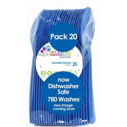 Plastic Spoons Royal Blue Pack of 20