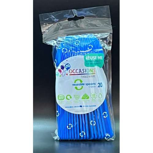 Plastic Spoons Royal Blue Pack of 20