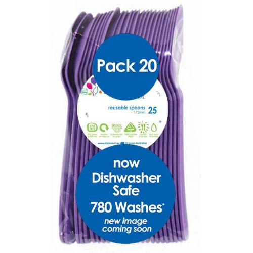 Plastic Spoon Purple Pack of 20