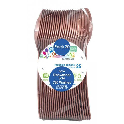 PLASTIC SPOONS ROSE GOLD Pack of 20