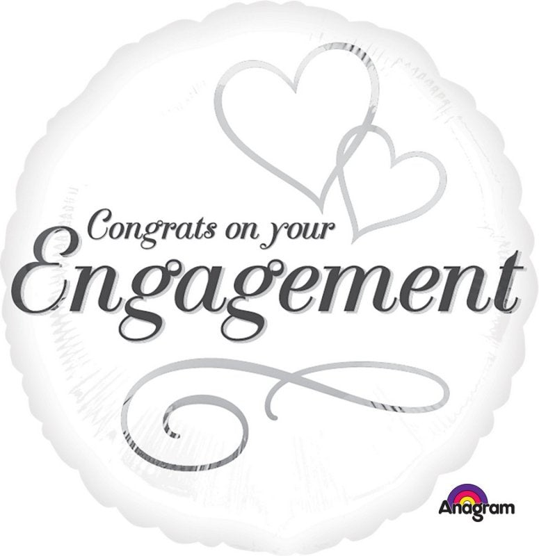 Foil Balloon 45cm Standard Two Hearts Engagement