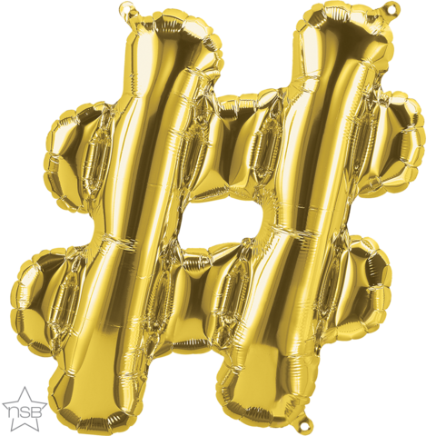 Foil Balloon 16" Letter Gold Hashtag