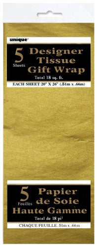 5 Tissue Sheets- Met Gold
