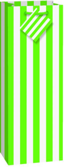 STRIPES WINE BAG - LIME GREEN