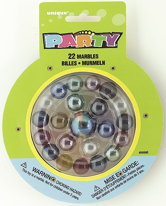 Party Favors – 22 Mixed Size & Colour Glass Marbles Set for Kids Games, Collecting & Party Bag Fillers