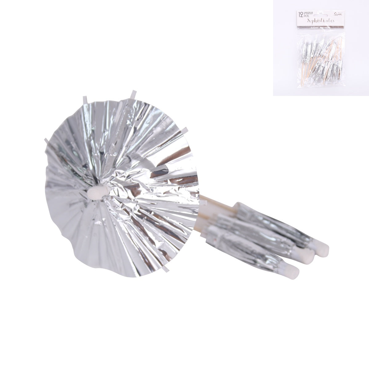 Silver Umbrella Pick Pack of 12