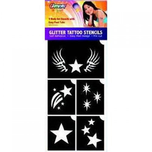 Stars Glitter Tattoo Stencils Pack Of 5