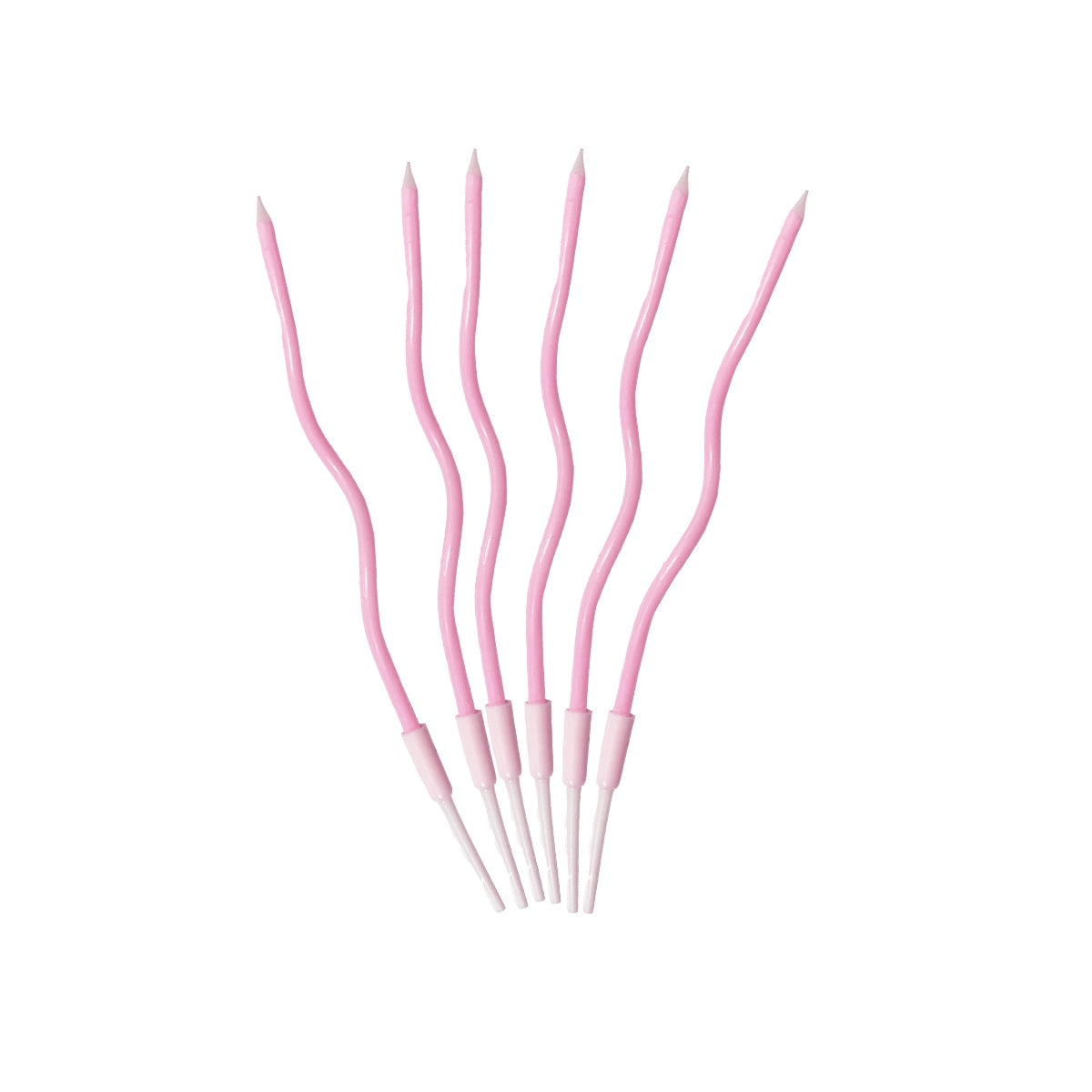 Pink Curved Birthday Cake Candles 15.2cm – 6 Pack