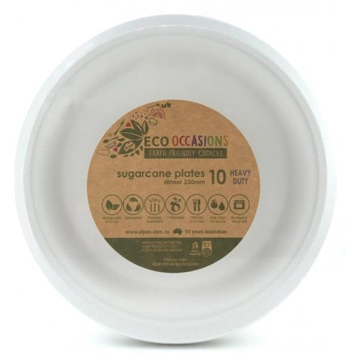 Sugarcane Dinner Plates 230mm White P10