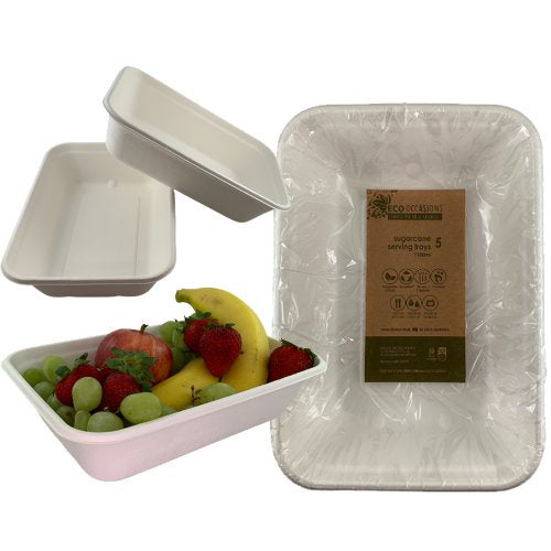 Sugarcane Serving Tray 1100ml White (245x170x60mm) P5