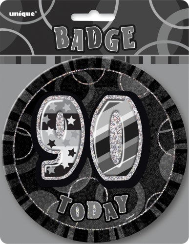 Glitz Black Jumbo 90th Birthday Badge