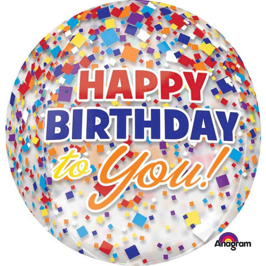 Orbz Happy Birthday Confetti Print Clear