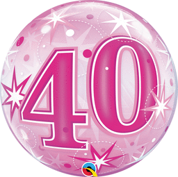 40th BUBBLE BALLOON 22" Pink Star