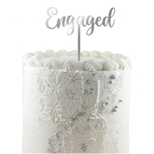 Cake Topper Acrylic 2mm Engaged Silver P1