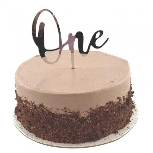 Cake Topper Acrylic 2mm One Silver P1