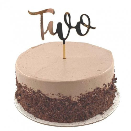 Cake Topper Acrylic 2mm Two Gold P1