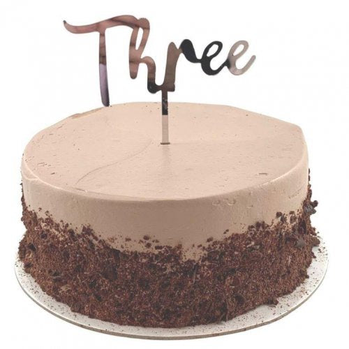 Cake Topper Acrylic 2mm Three Silver P1