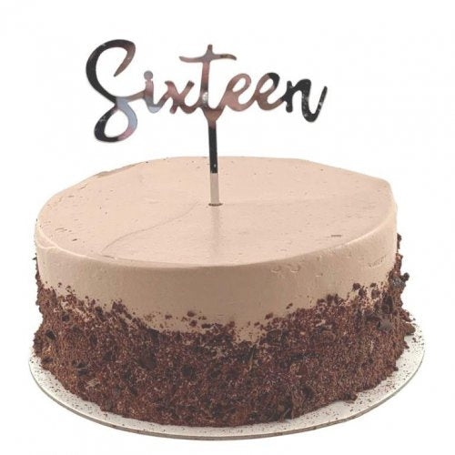 Cake Topper Acrylic 2mm Sixteen Silver P1
