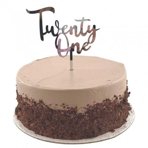 Cake Topper Acrylic 2mm Twenty One Silver P1
