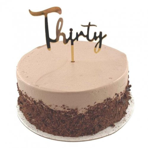 Cake Topper Acrylic 2mm Thirty Gold P1