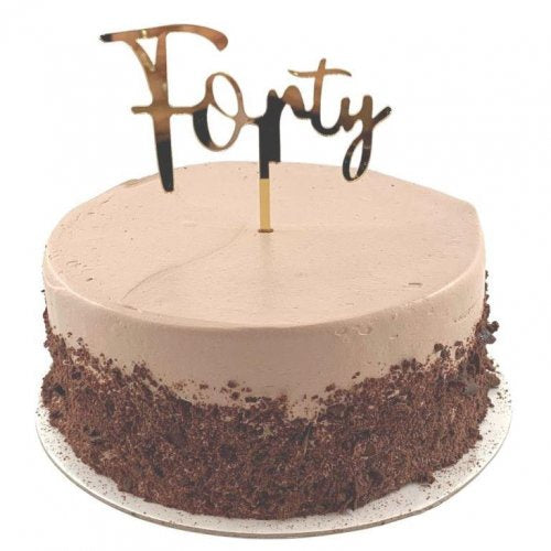 Cake Topper Acrylic 2mm Forty Gold P1