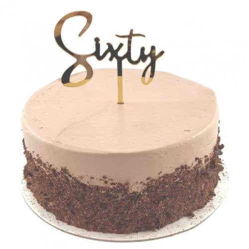 Cake Topper Acrylic 2mm Sixty Gold P1