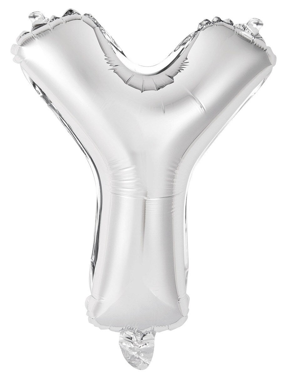 Silver "Y" Alphabet Foil Balloon 35cm (14")
