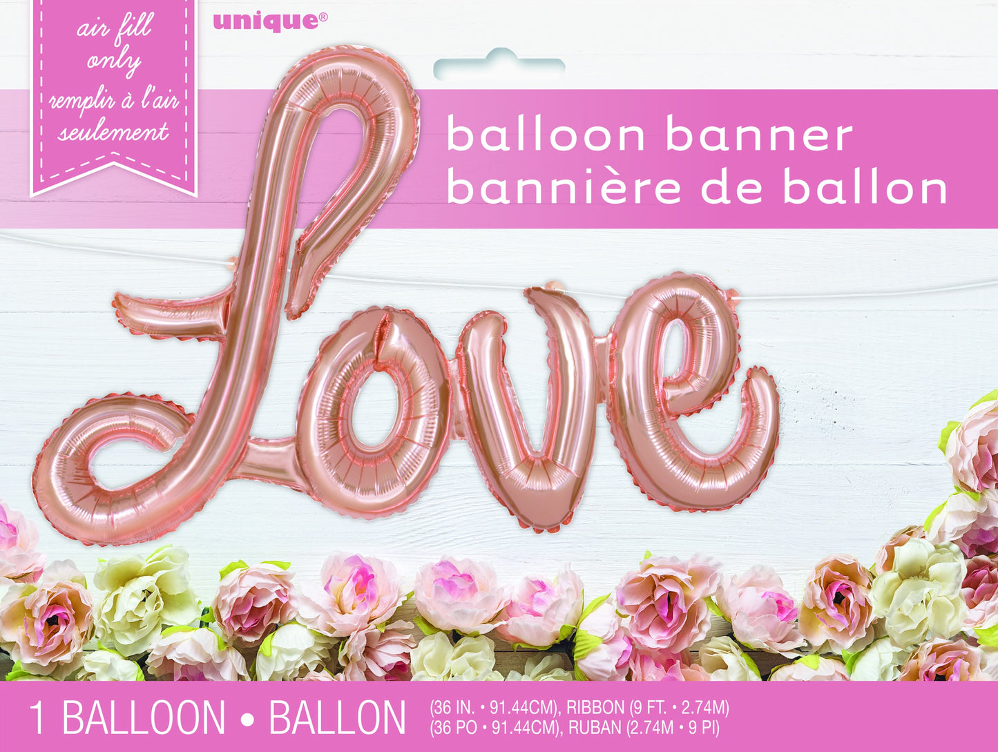 Script Foil Balloon 36'' Love Rose Gold