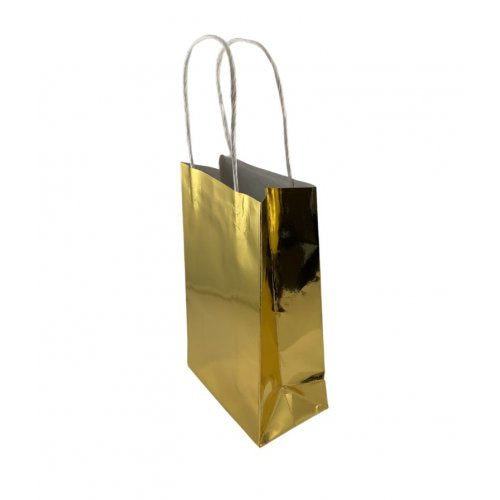 Party Bag Paper 215x130x80mm Metallic Gold Pack 5
