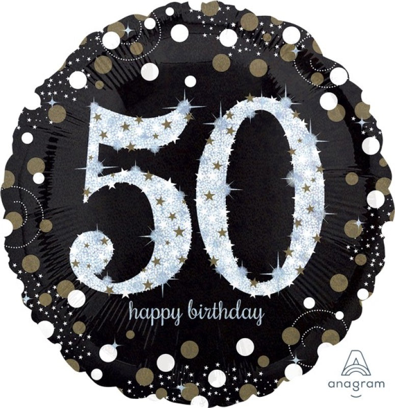 Jumbo Shape Foil Supershape Balloon Holographic Sparkling Birthday 50th