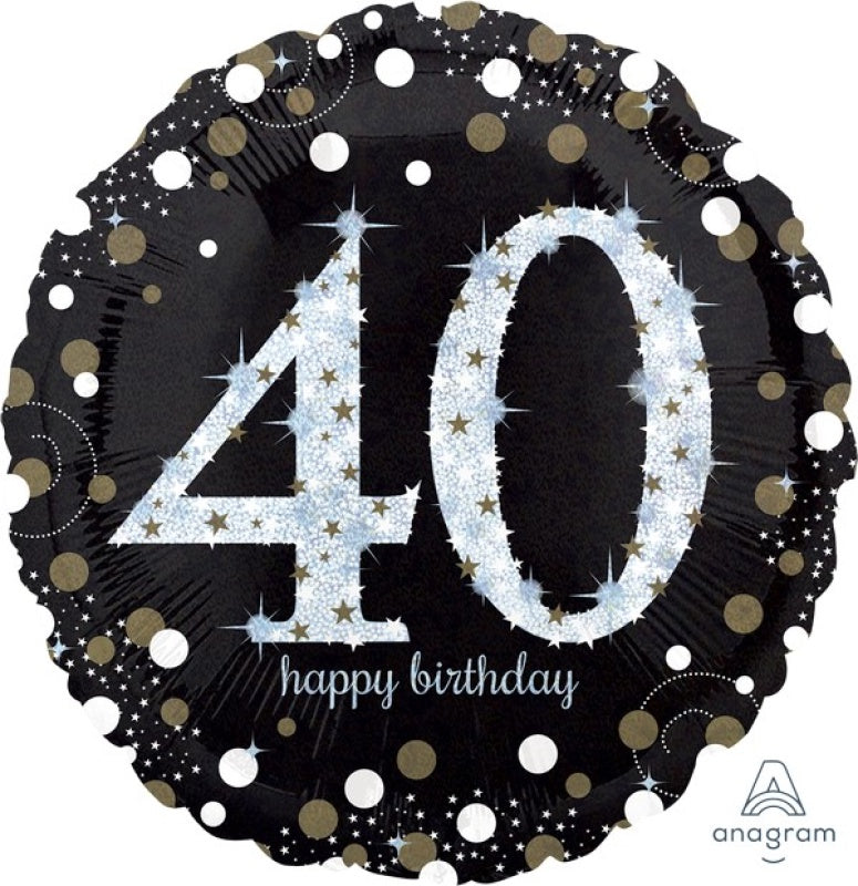 Jumbo Shape Foil Supershape Balloon Holographic Sparkling Birthday 40th
