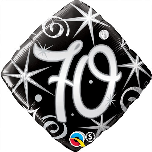 Foil Balloon 18"(45cm) 70th Birthday Elegant Sparkles & Swirls