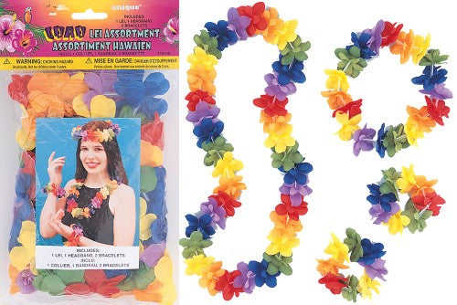 Hawaiian Luau 4 Piece Flower Lei Assortment Set