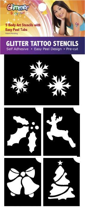 GLITTER TATTOO STENCILS CHRISTMAS