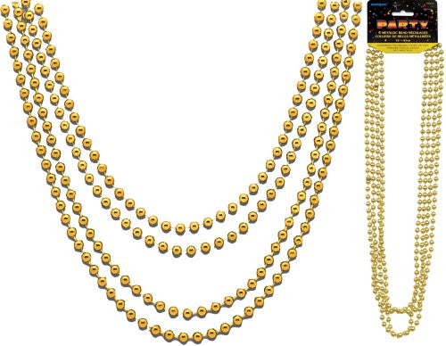 Gold Metallic Bead Necklace Pack Of 4